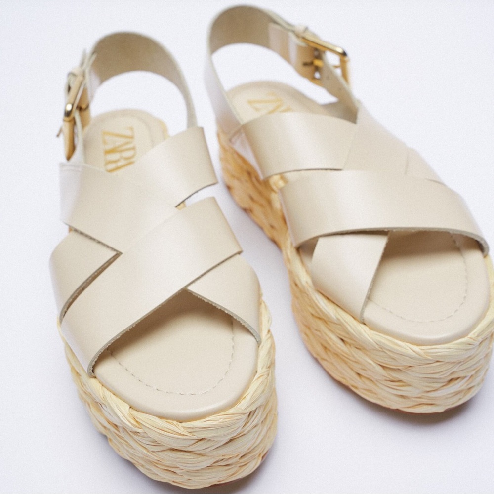 Zara woven leather chunky leather platform sandals - Picture 6 of 6